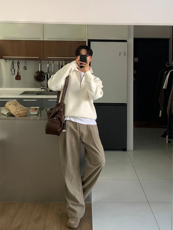 Corduroy Wide-Leg Casual Pants