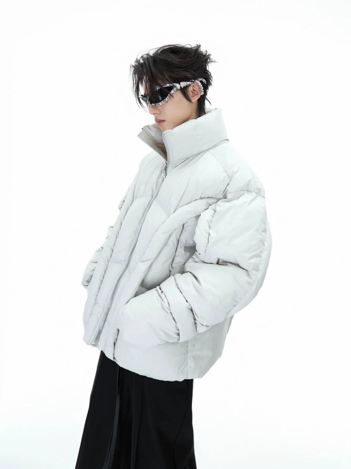 Stand Collar Cotton Padded Jacket-The Korean Fashion