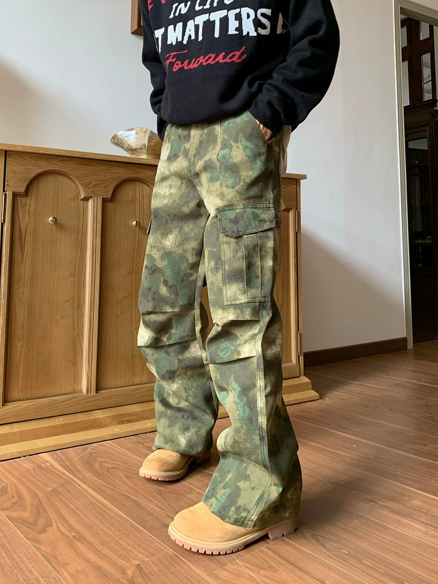 Pantalones de trabajo holgados con múltiples bolsillos de camuflaje 