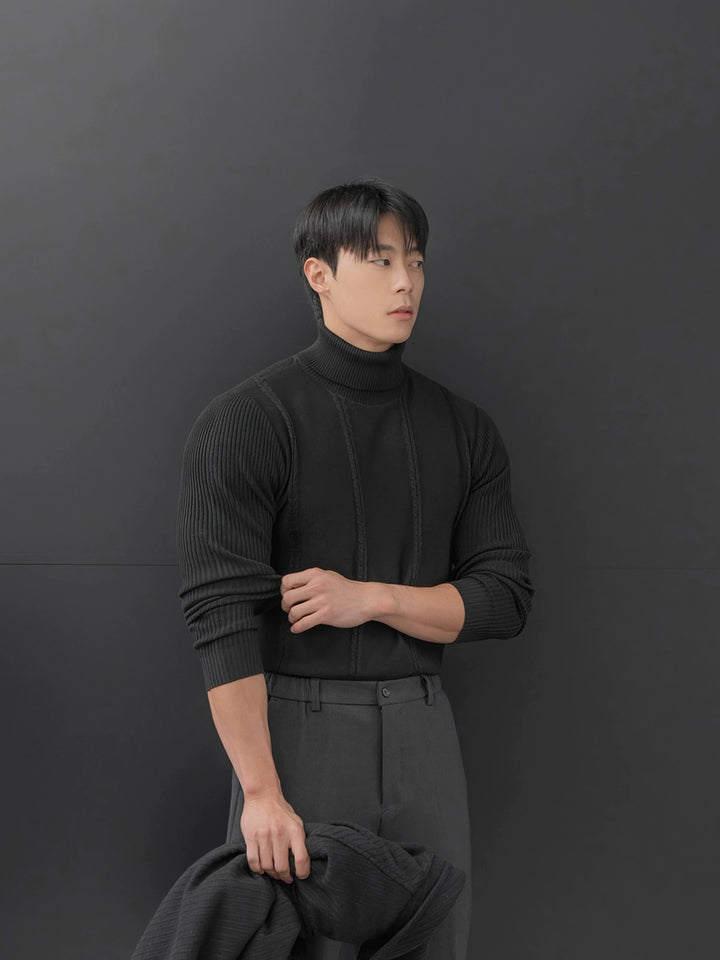 Turtleneck Knitted Long-sleeve Sweater