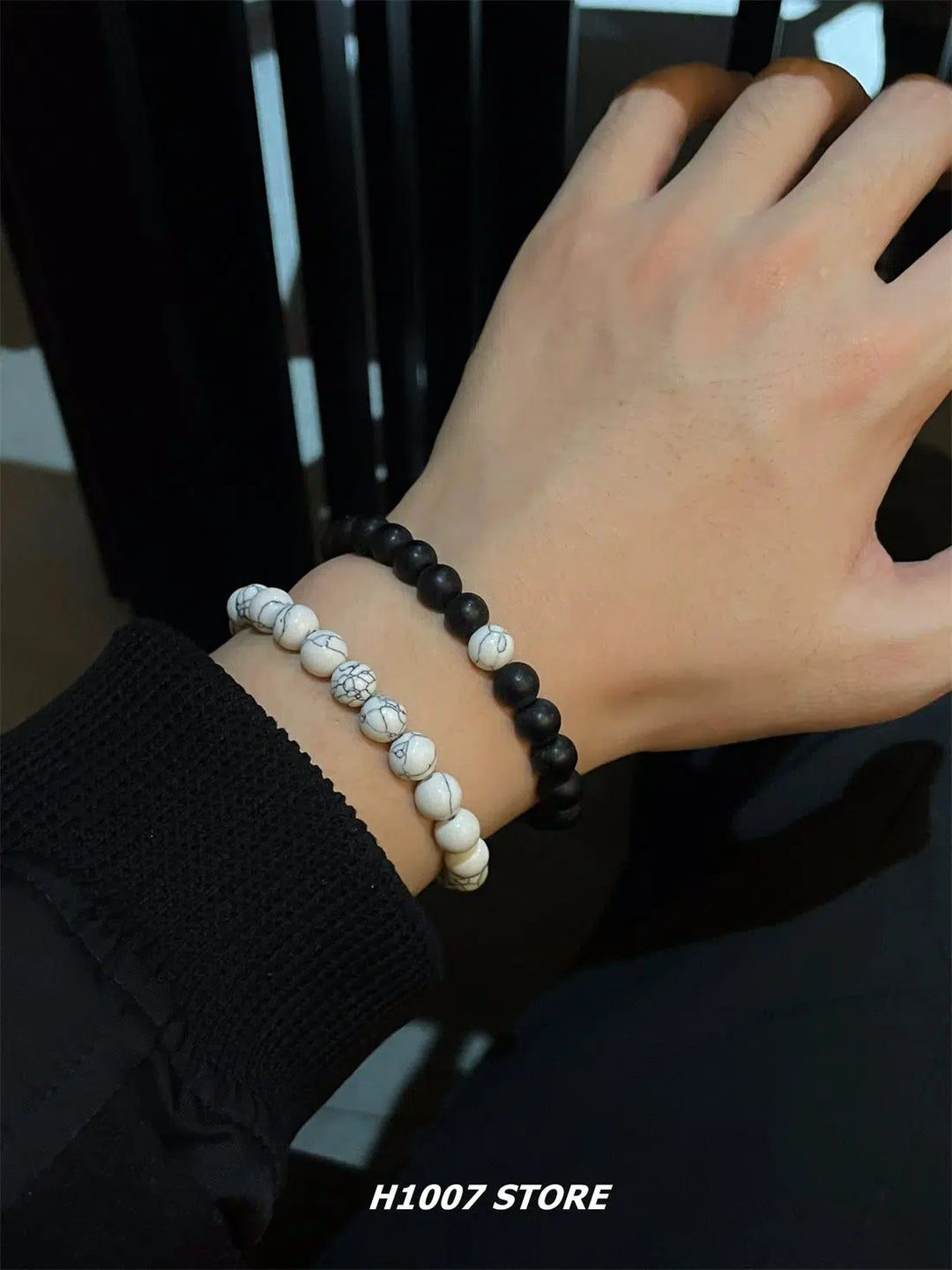 2-Piece Beaded Stone Bracelet Set