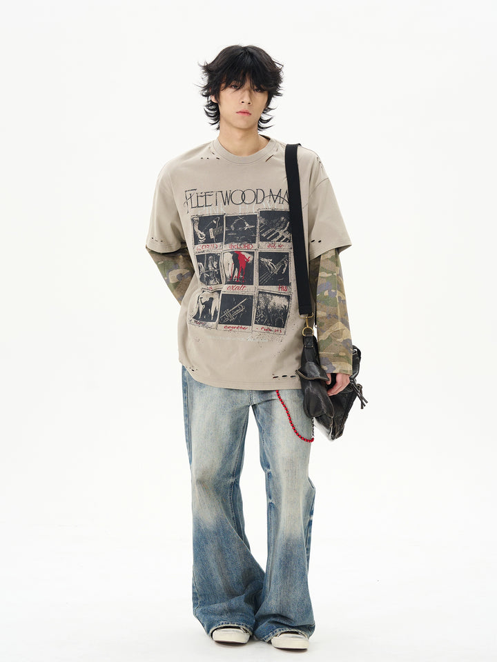 Camouflage Layered Long-Sleeve Pullover