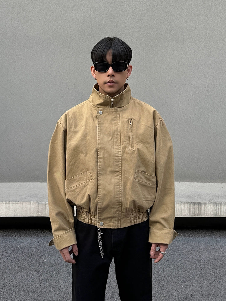 Khaki Stand Collar Jacket