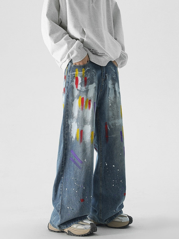 Graffiti Wide Leg Jeans