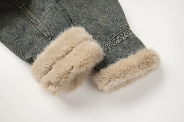 Fur-Trim Denim Jacket