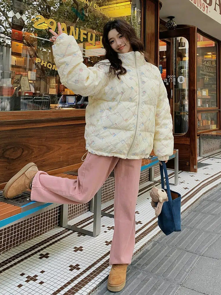 Short Loose Fit Down Jacket-The Korean Fashion