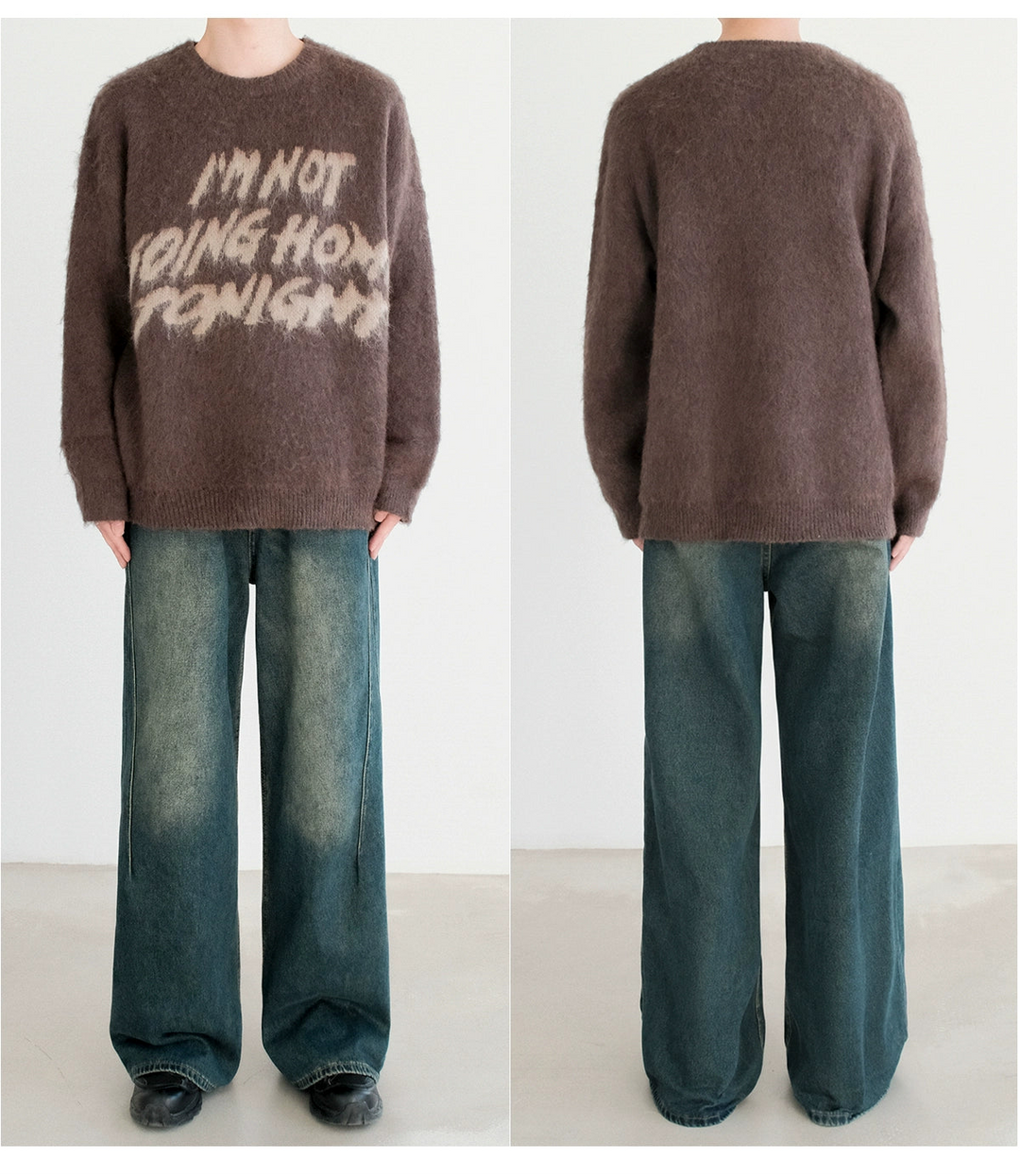 Mohair Knit Sweater with Lettering