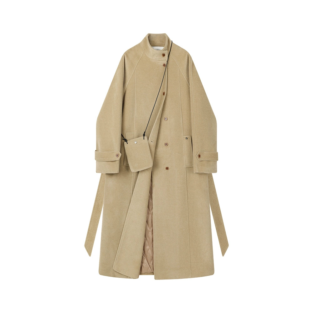 Stand-Up Collar Long Woolen Coat