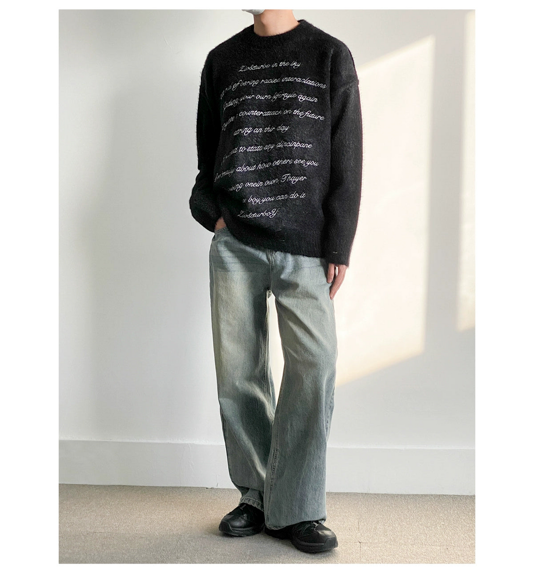 Lettered Mohair Knit Sweater