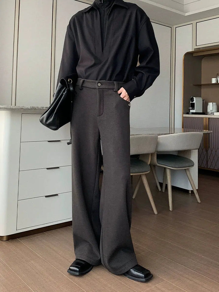 Wide-Leg Plus Velvet Winter Casual Pants-The Korean Fashion