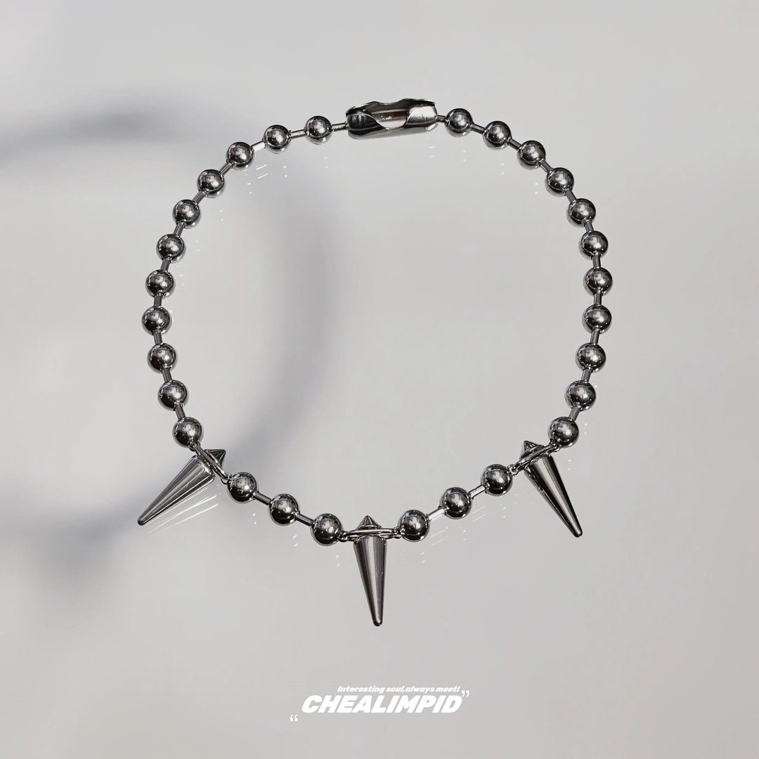 Titanium Steel Rivet Bead Necklace-The Korean Fashion