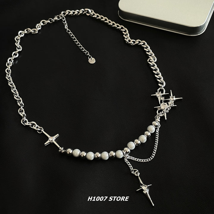 Star Reflective Pearl Chain Necklace