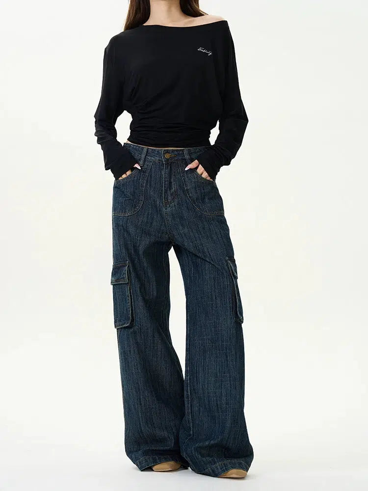 Cargo Workwear Jeans with Multi-Pockets-The Korean Fashion