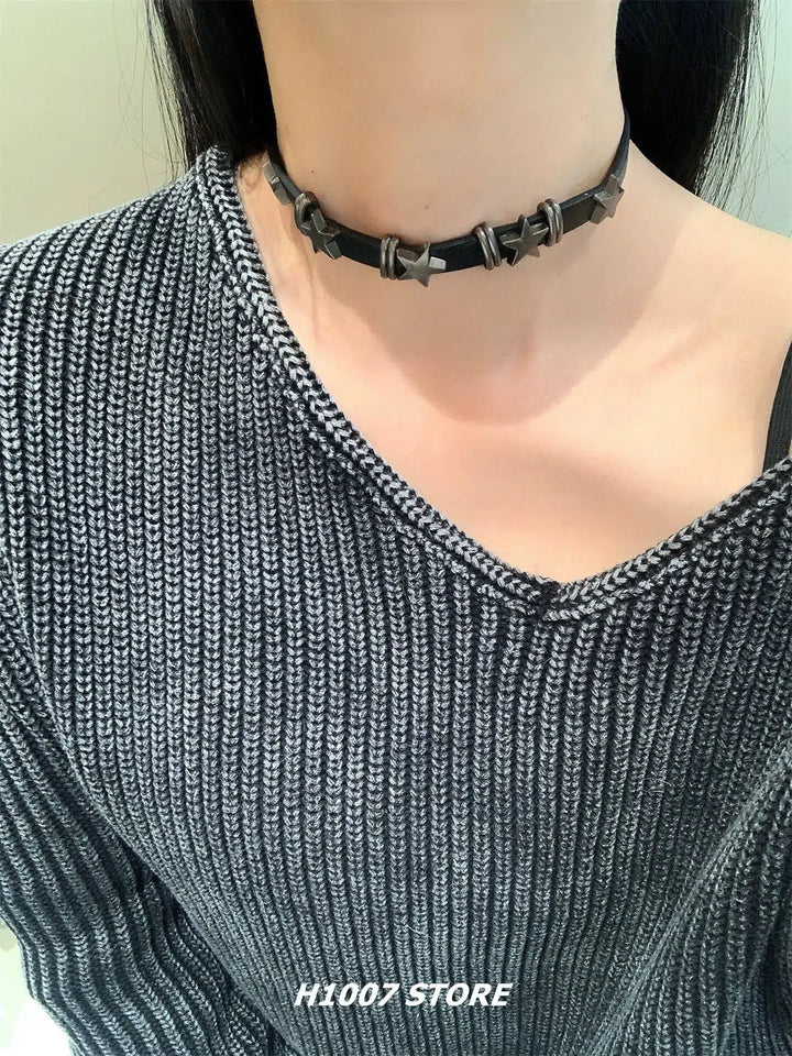 Leather Star Choker