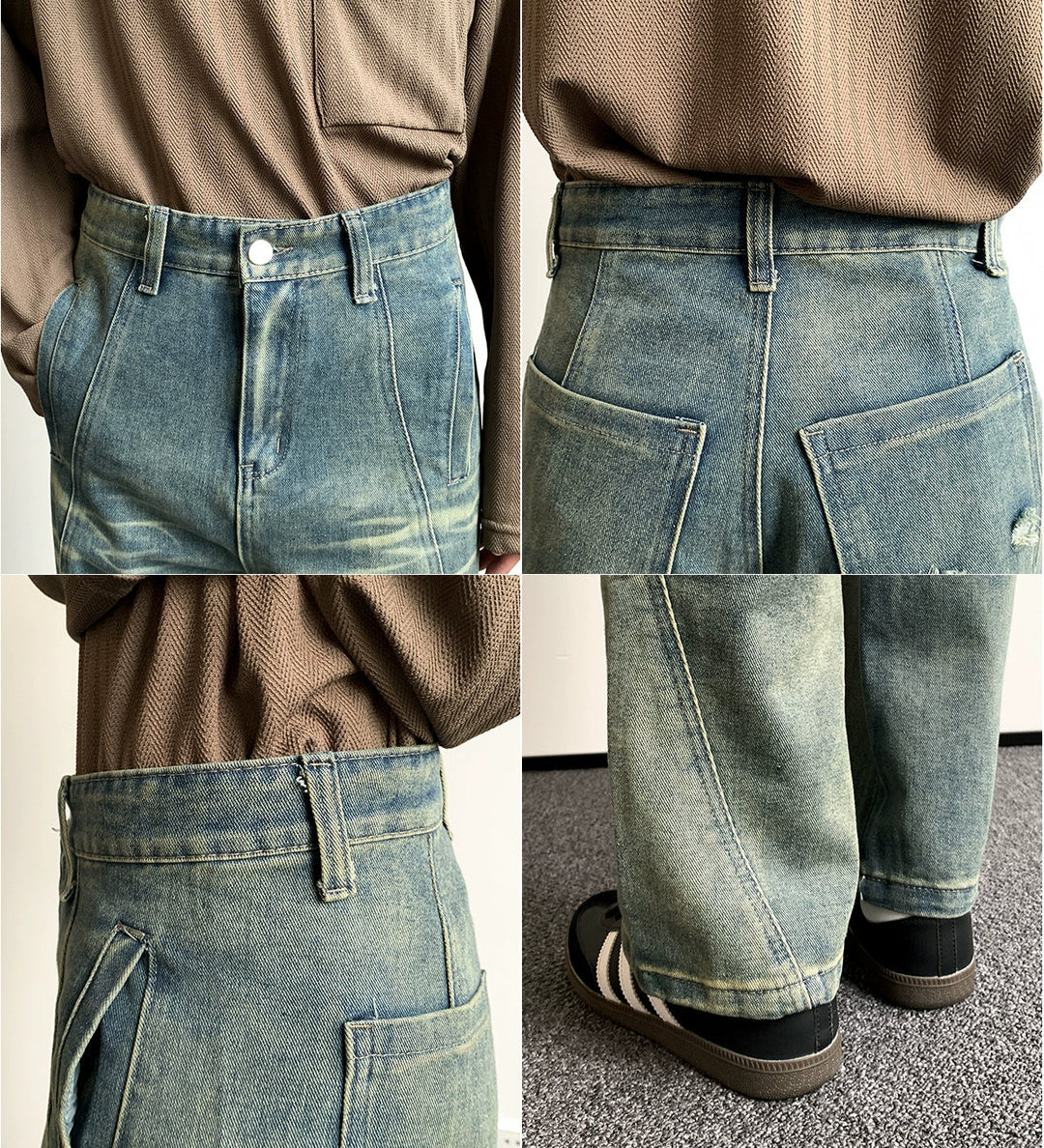 Bevel-Cut Straight Jeans