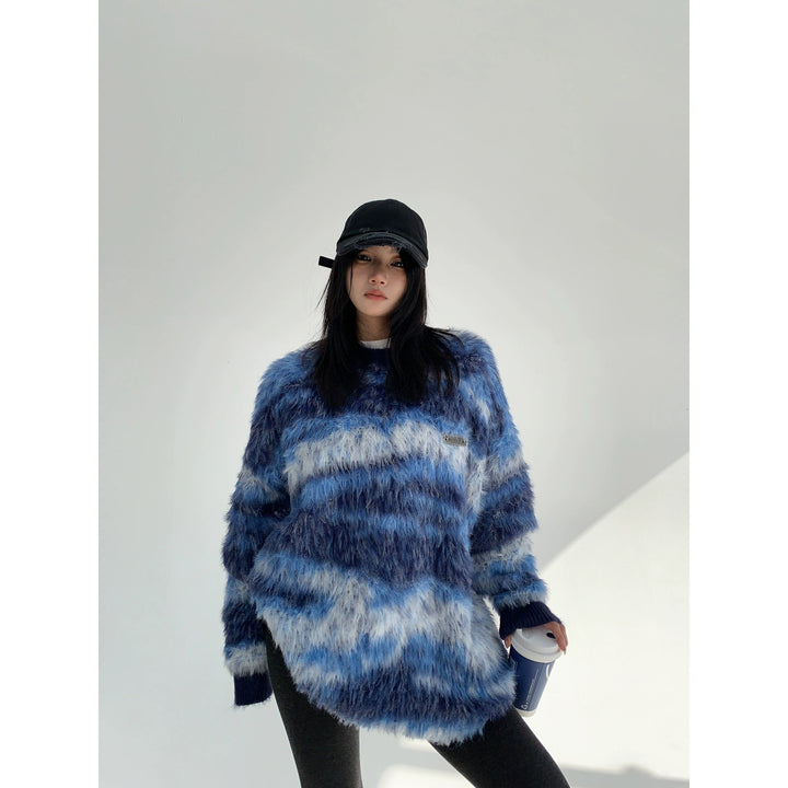 Faux Mink Round Neck Sweatshirt