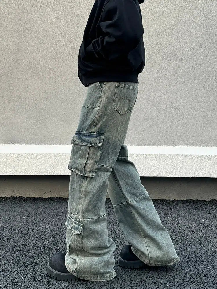 Wide-Leg Cargo Jeans