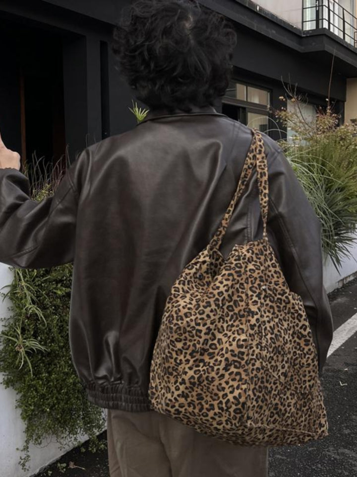 Canvas Leopard Print Shoulder Bag