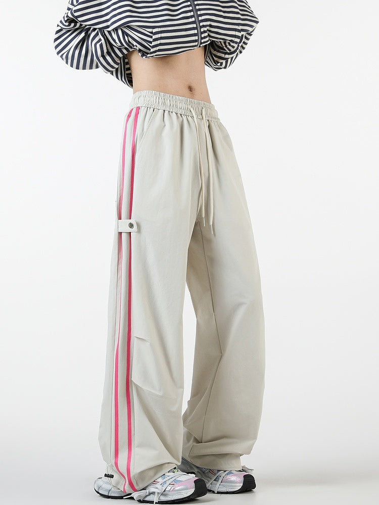 Wide-Leg Striped Sports Pants