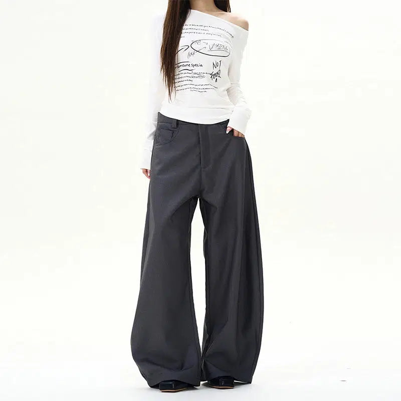 Wide-Leg Casual Scimitar Pants