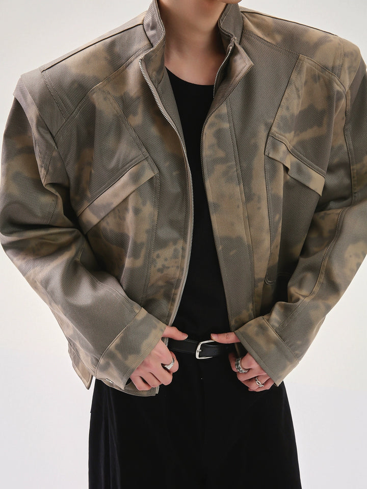 Camouflage Stand-Up Collar Jacket