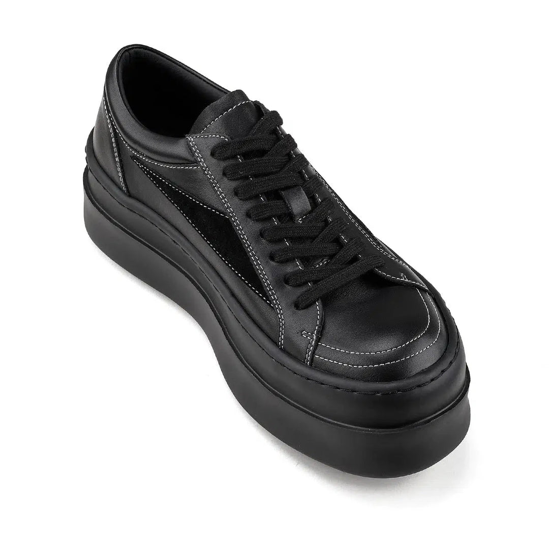 Leather Platform Casual Sneakers-The Korean Fashion