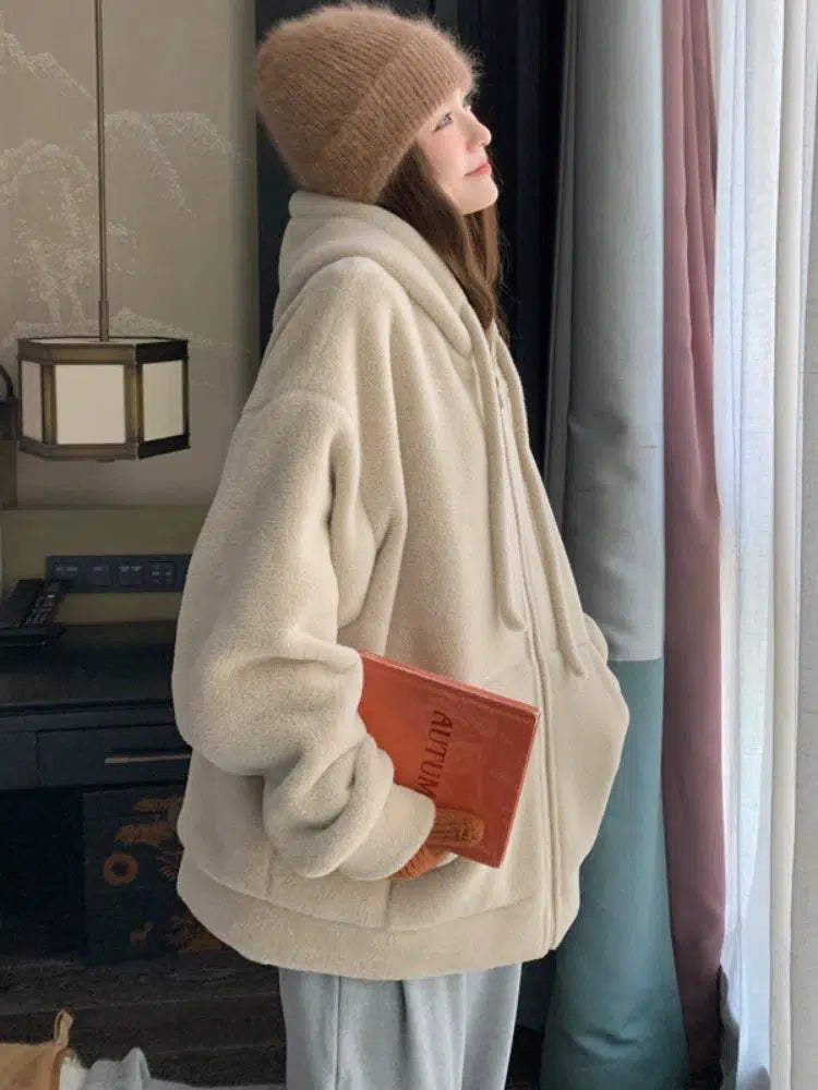 Hooded Lambswool Casual Coat