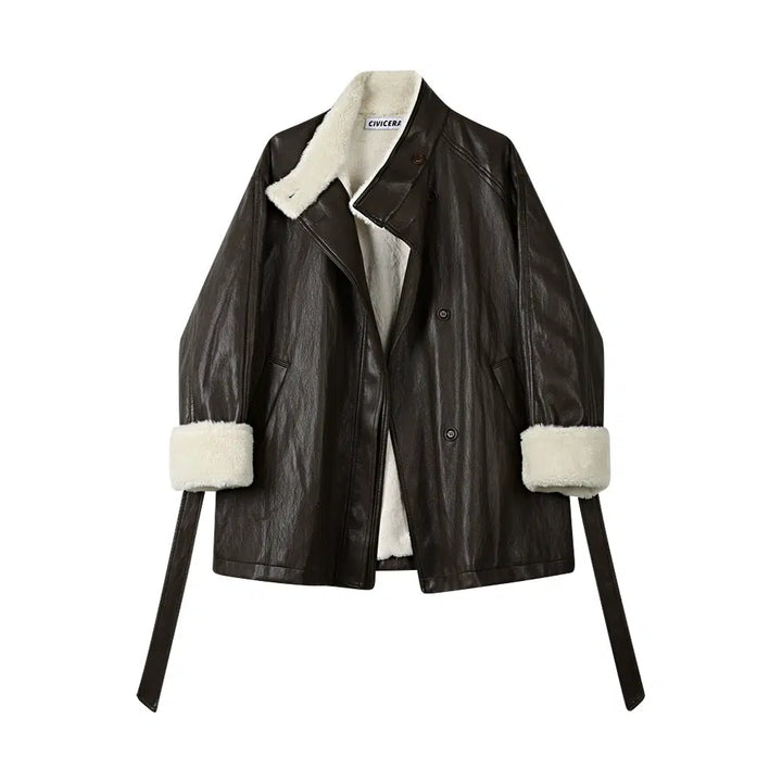 Shearling Lined Leather Coat