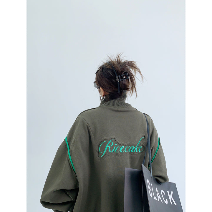 Reverse Embroidery Stand Collar Jacket