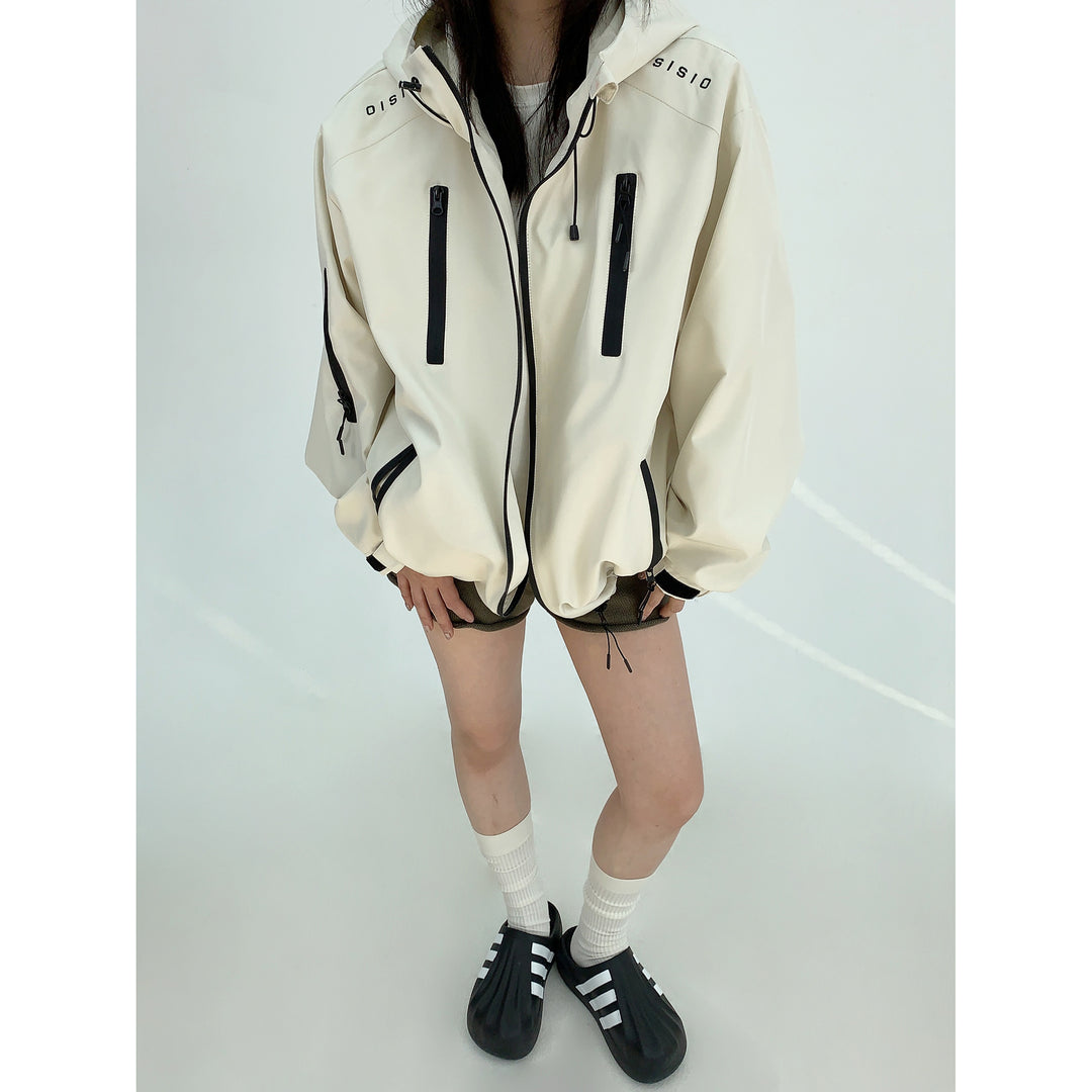 Hooded Zipper Jacket with Pockets