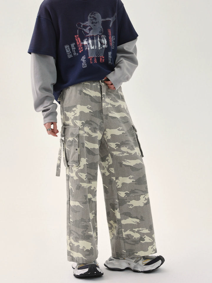 Camouflage Wide Leg Cargo Pants