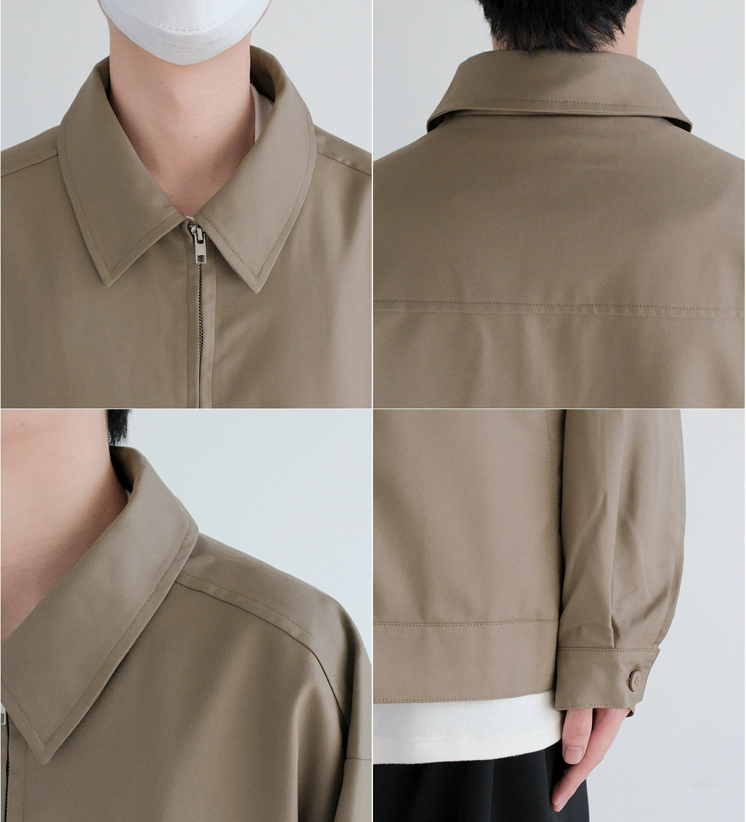 Zip Closure Plain Lapel Jacket