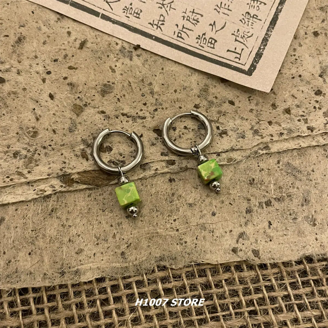 Green Jade Hoop Earrings