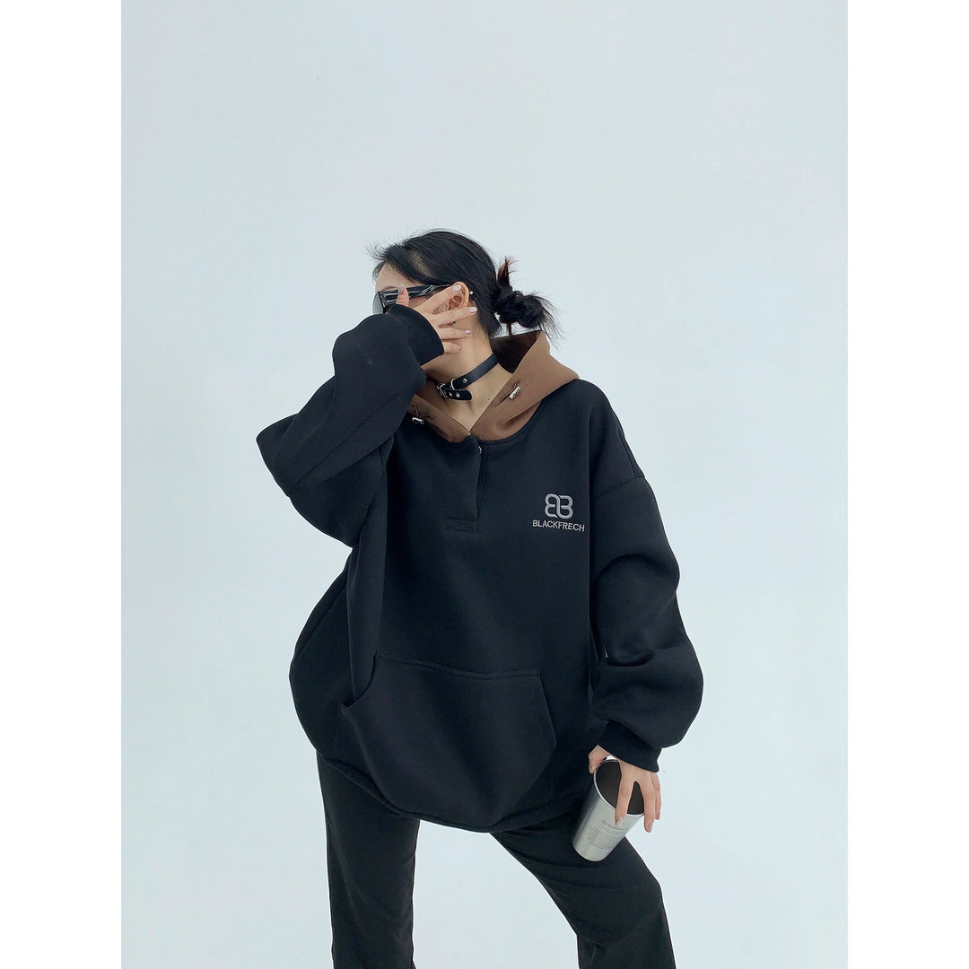 Plush Contrast Stitch Hoodie