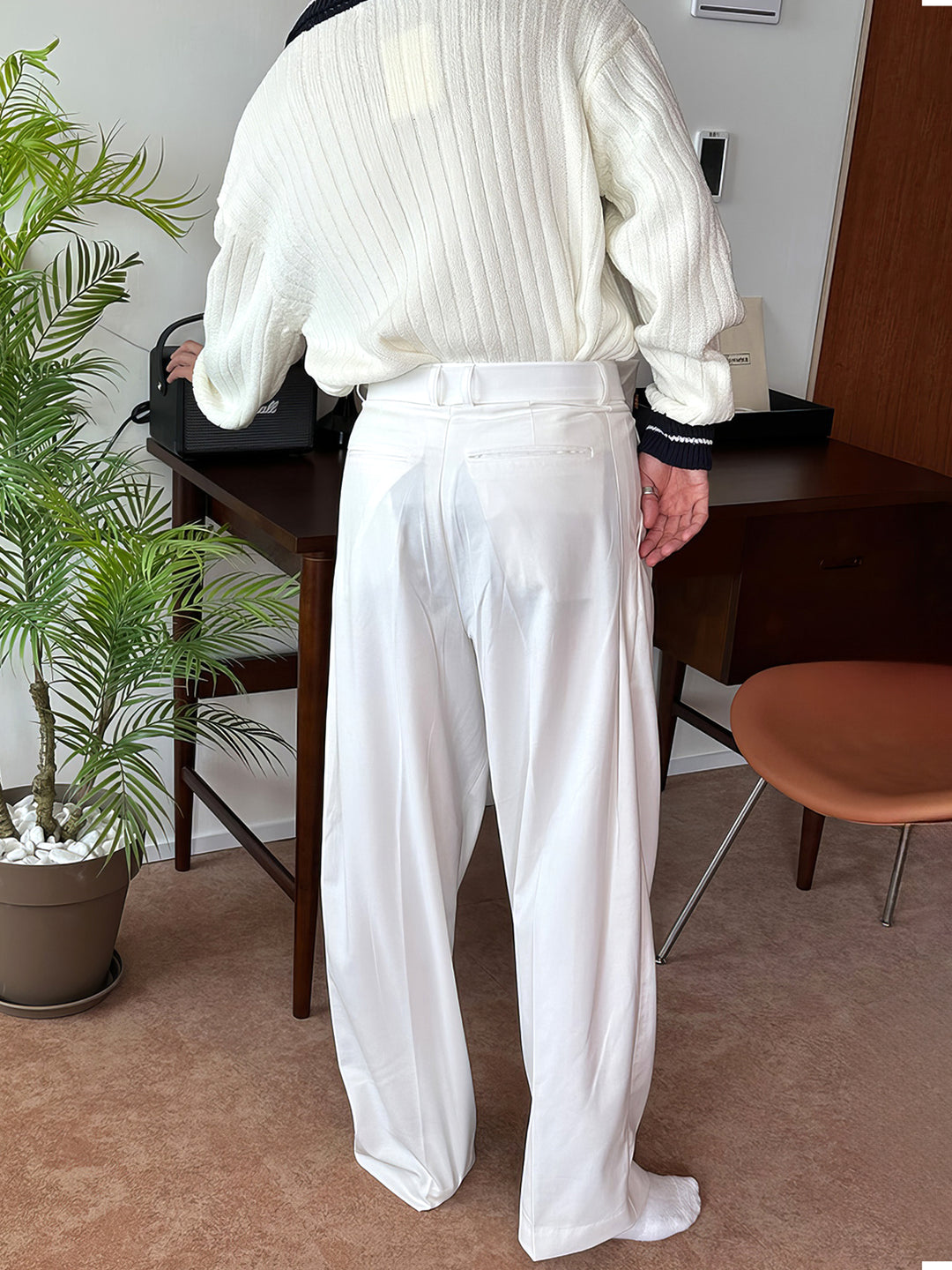 High Waist Straight-Leg Casual Pants