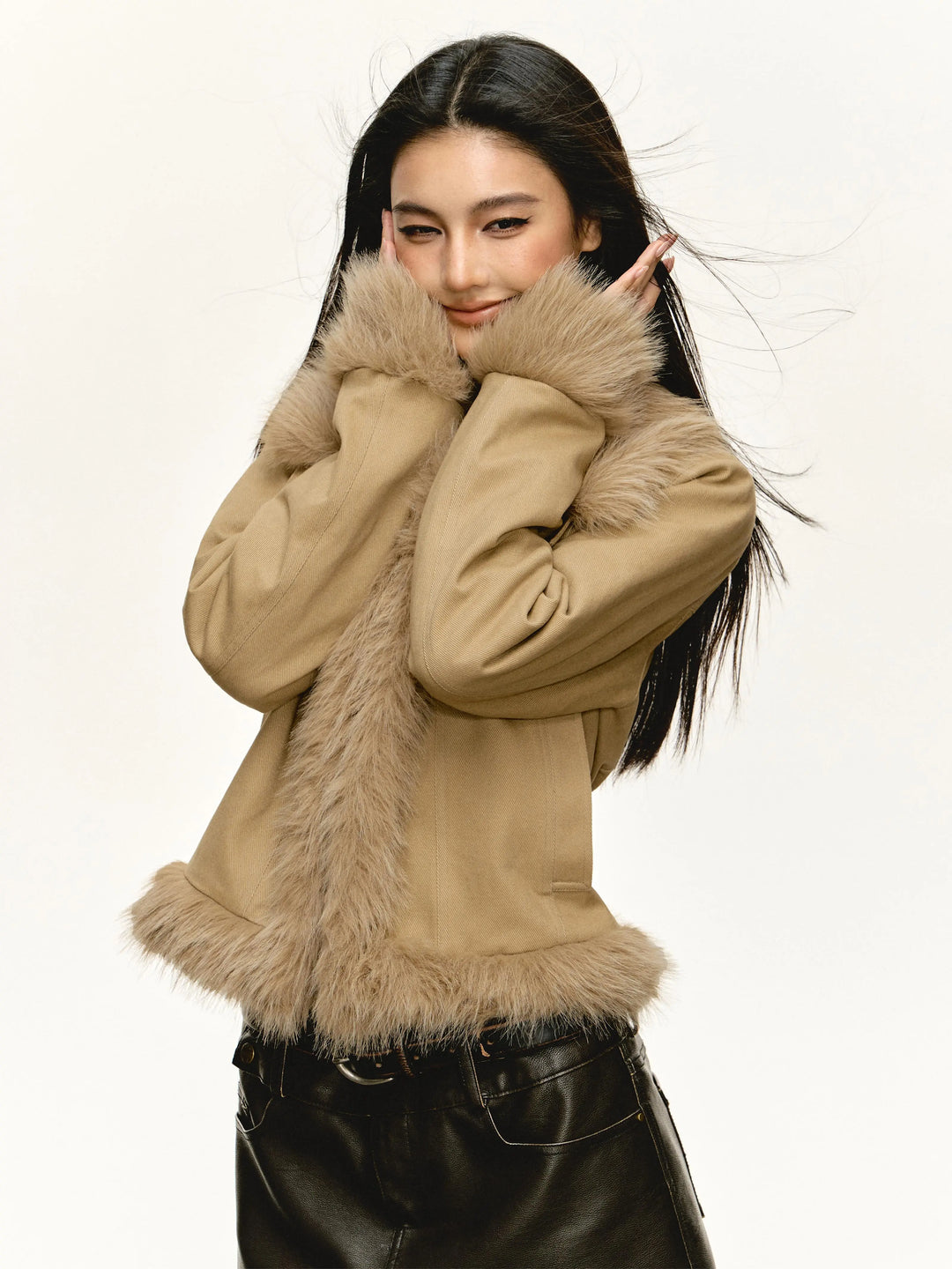 Retro Fur Collar Slim Fit Coat