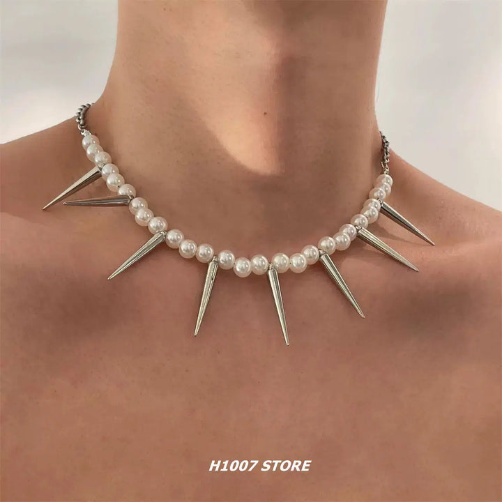 Pearl Spike Punk Choker