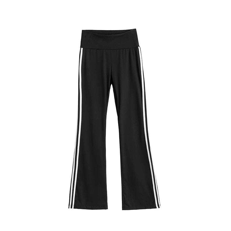 Flared High-Waist Elastic Casual Pants