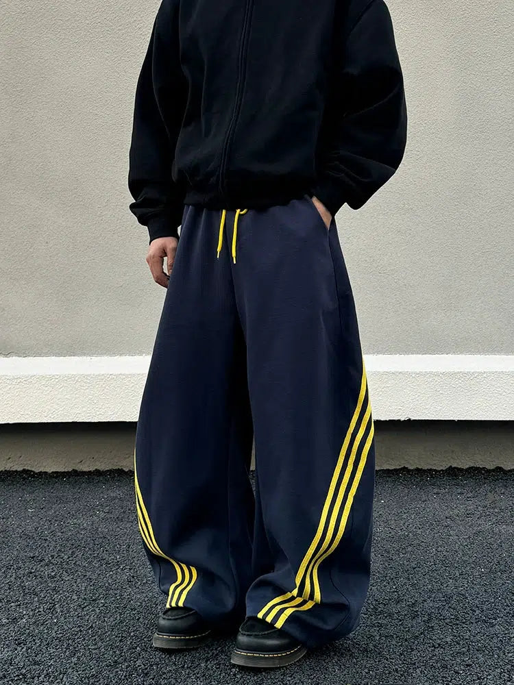 Wide-Leg Striped Sweatpants