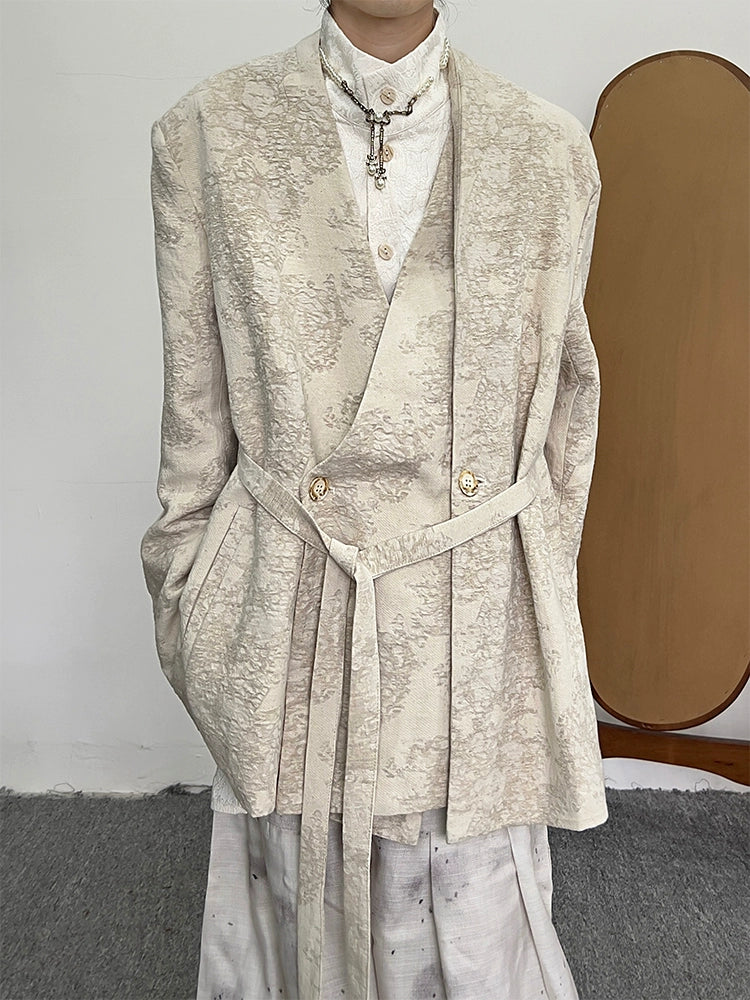 Vintage Pattern Linen Blazer