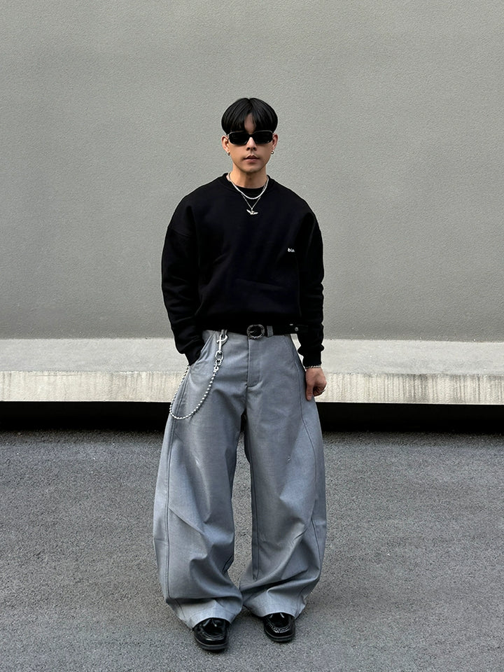 Gray Baggy Casual Pants