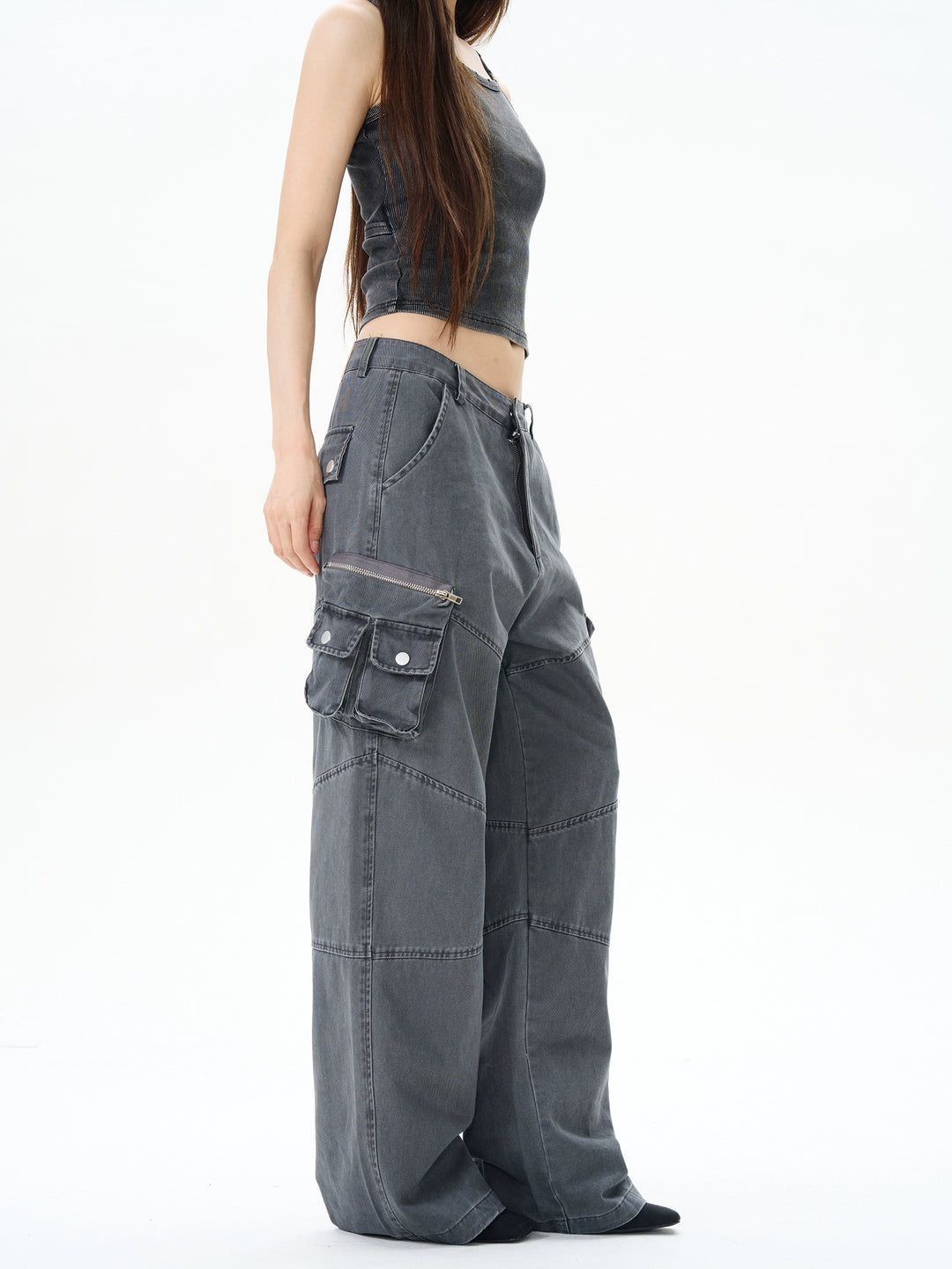 Retro Multi-Pocket Casual Pants