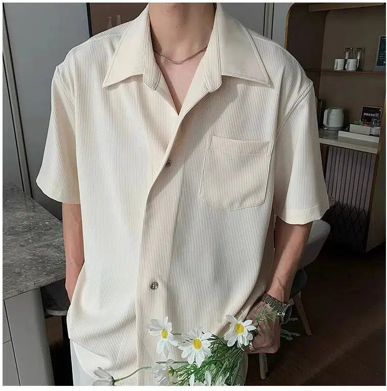 Drape Short Sleeve Button-Up Shirt