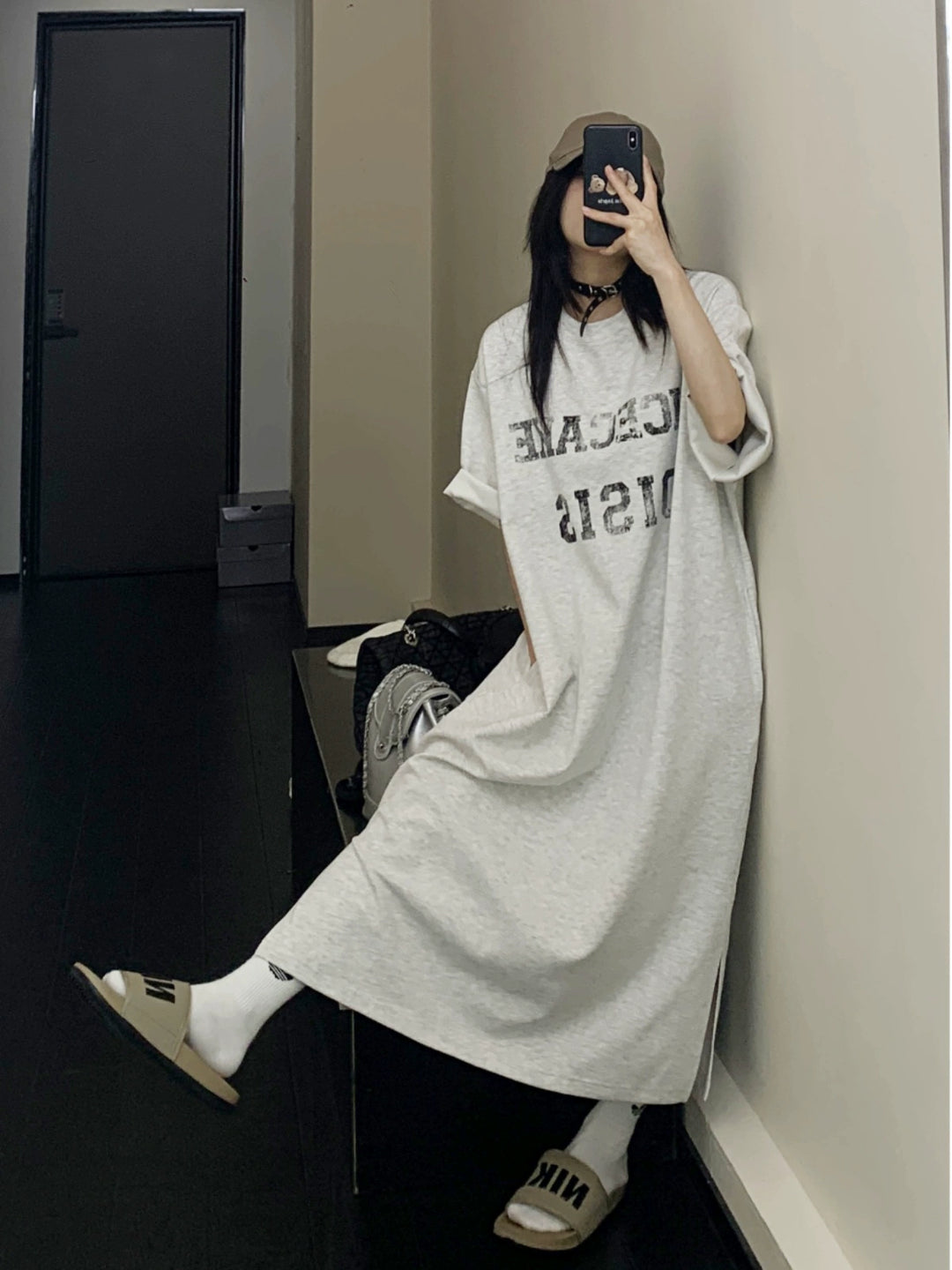 Oversized Knee-Length T-shirt Dress