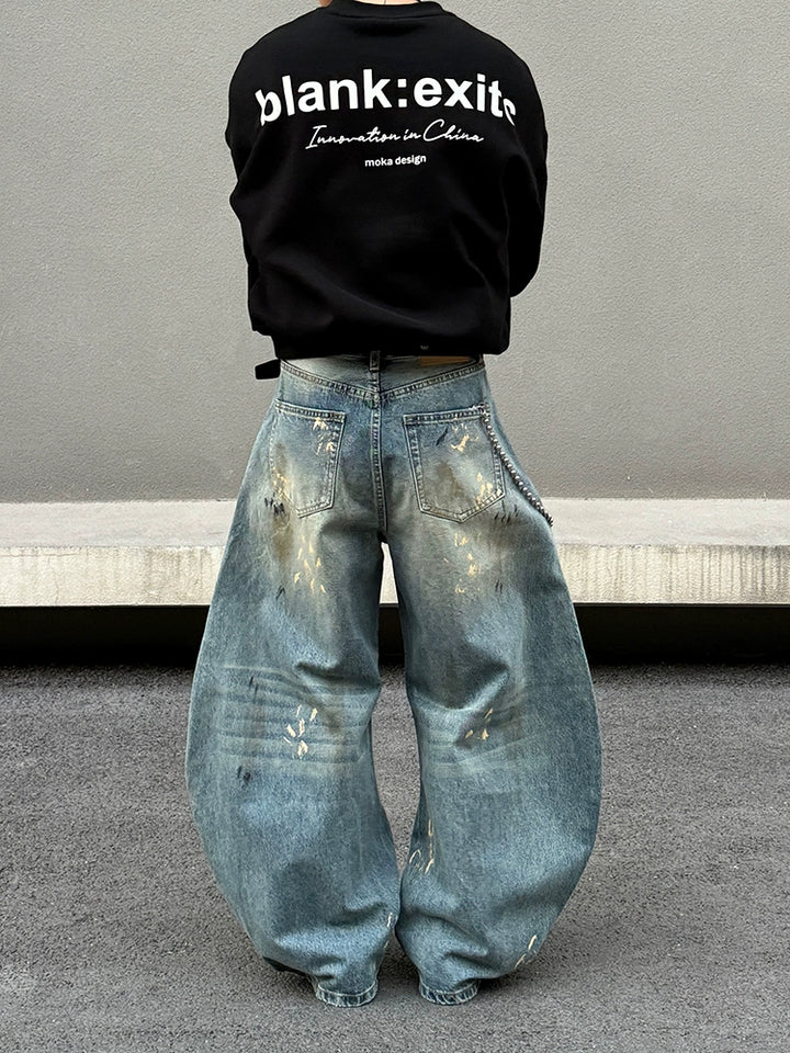 Distressed Wide-Leg Jeans