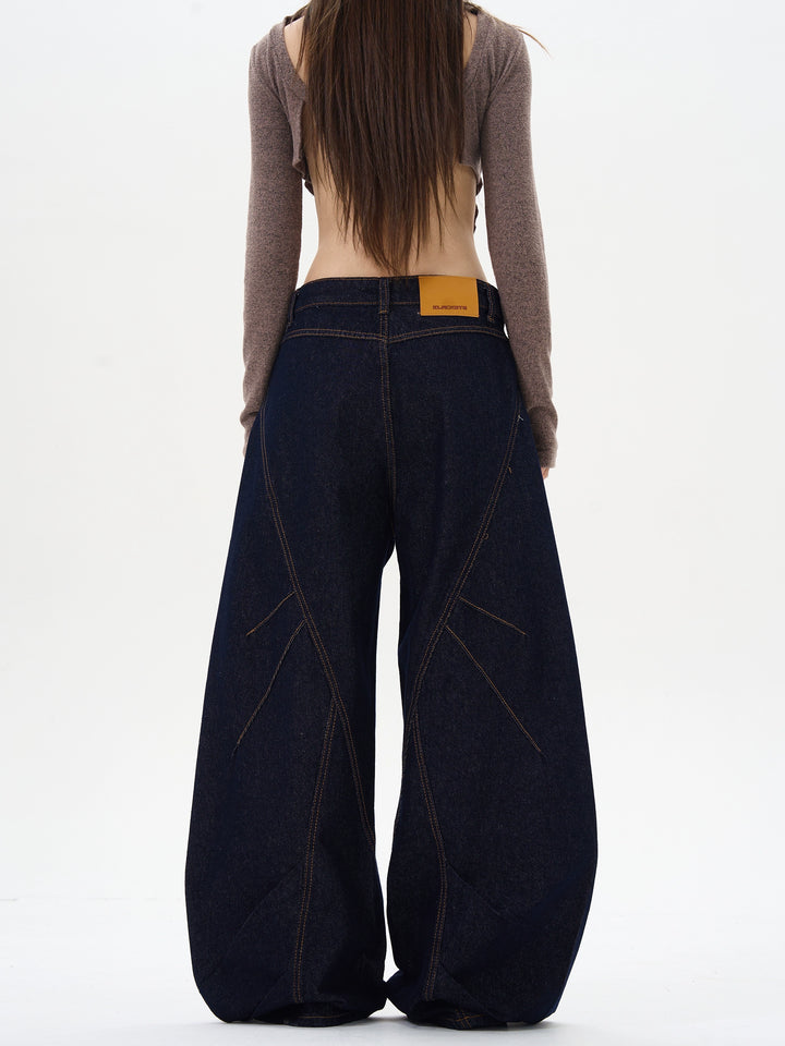 Buttoned Deconstructed Denim Pants