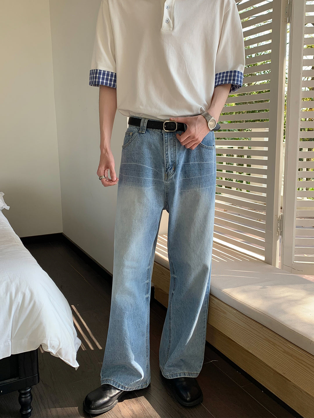 Relaxed Fit Light Blue Straight Jeans