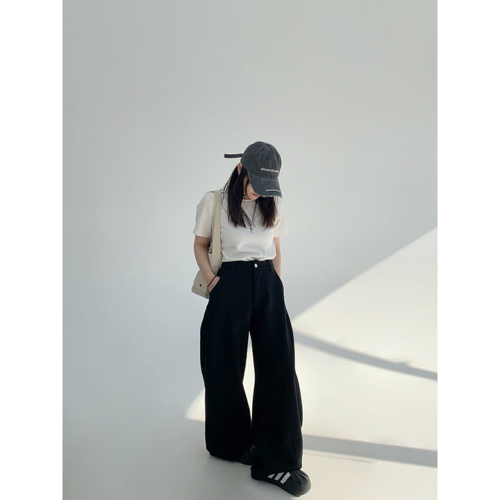 Minimalist Embroidered Wide-Leg Pants