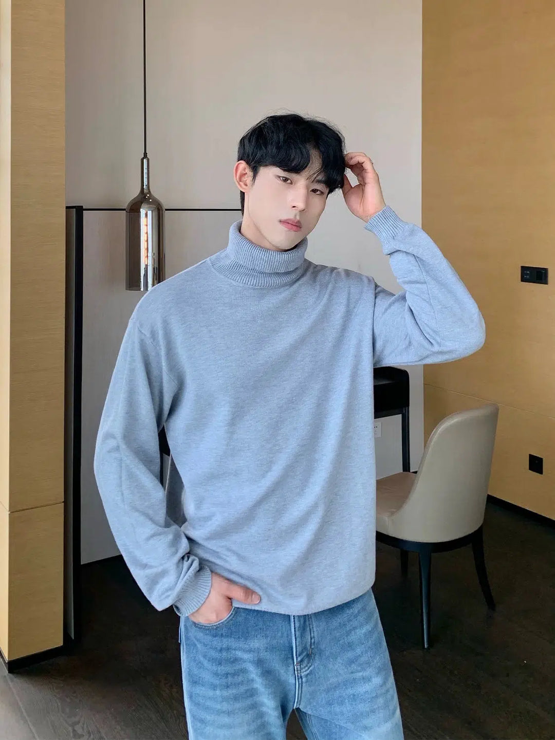 High Collar Casual Knit Pullover Sweater-The Korean Fashion