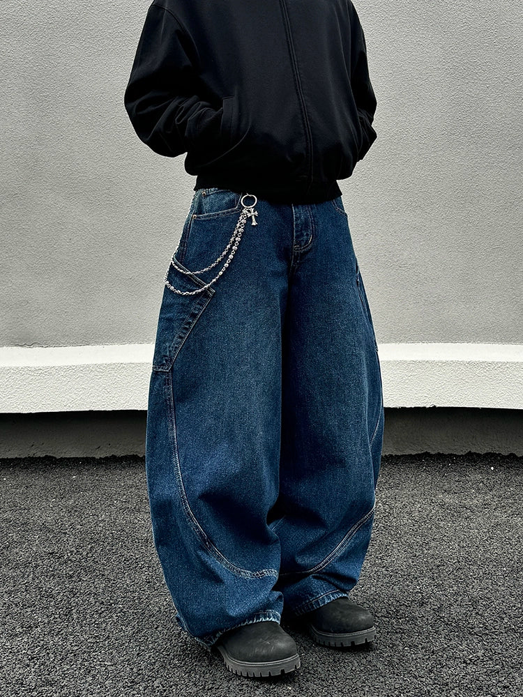 Vintage Weite Baggy-Jeans mit Taschen 